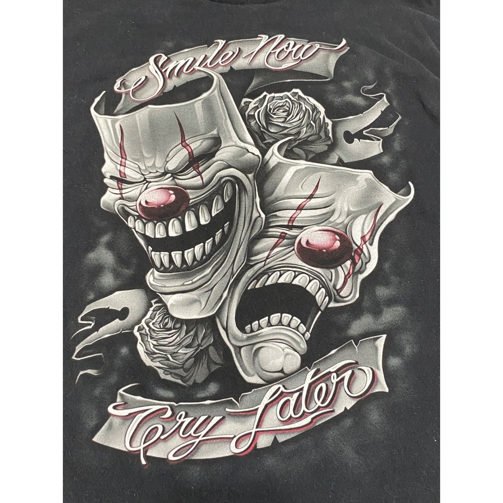 DXM Smile Now Cry Later Graphic T-Shirt Mens Large Black Chicano Streetwear Tee - Picture 6 of 6